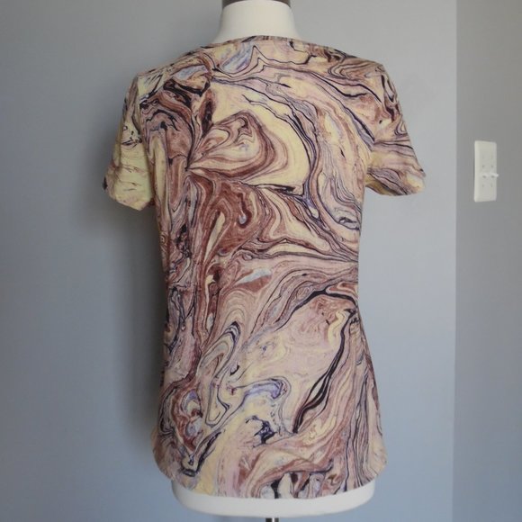 Mason Scotch & Soda Arctique T-Shirt Marble 100% Cotton Tee Abstract Print Top M - Picture 4 of 7